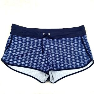 Athleta Tangier Kara Swim Shorts Size Large Blue Patterned Women's Drawstring